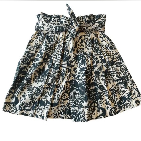 Anthropologie Corey Lynn Calter Cream and Dark Green A-Line Skirt - Picture 2 of 5